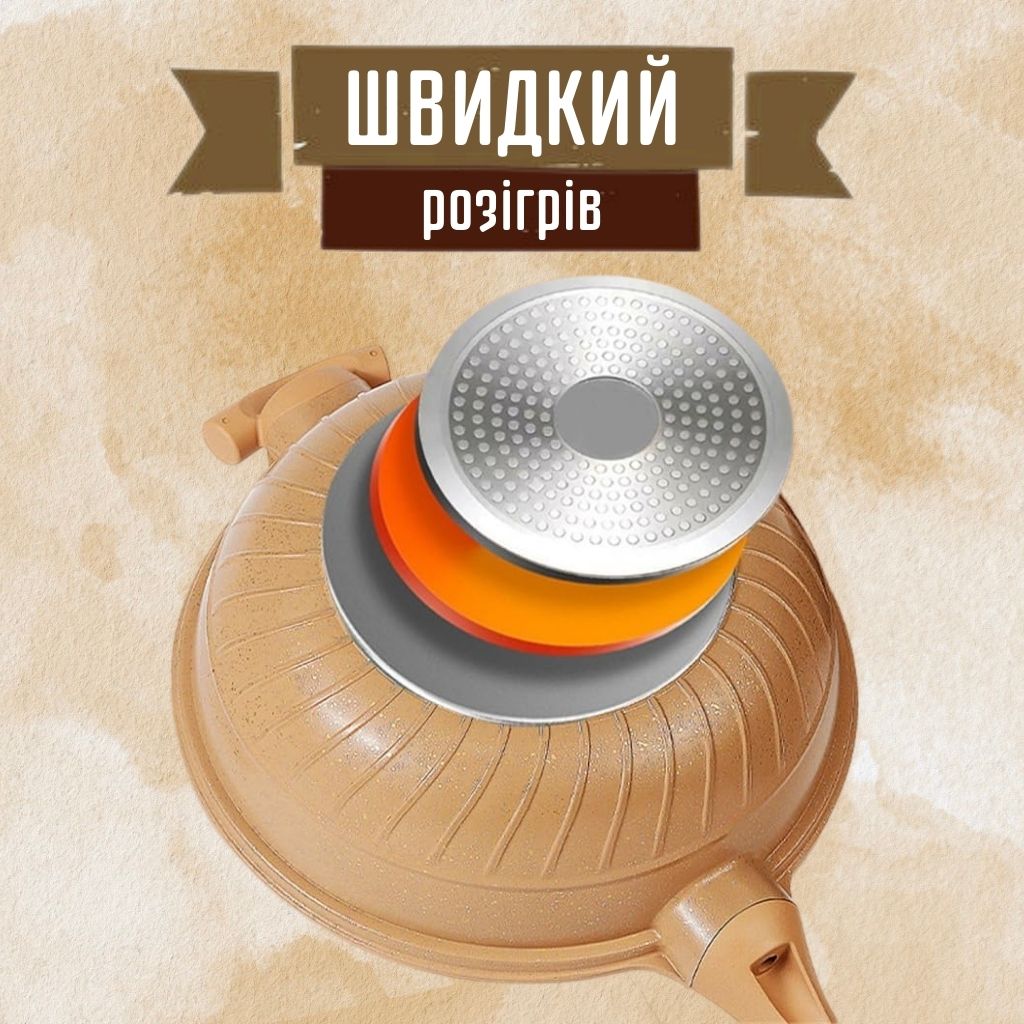 Антипригарний глиняний вок з пароваркою